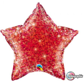 PLAIN HOLOGRAPHIC RED STAR воздушный шар 50 см