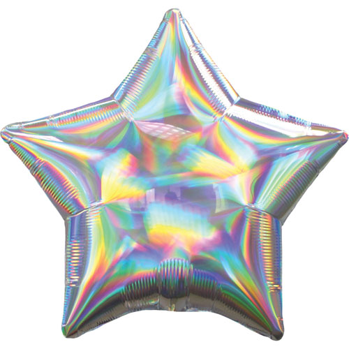 SILVER IRIDESCENT STAR воздушный шар 45 см