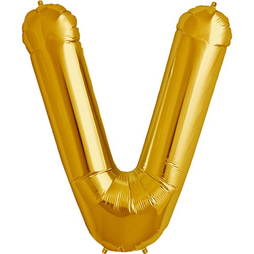 Zelta folija balons burts V 86  cm