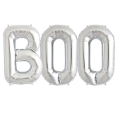 Серебряный фольгированный воздушный шар BOO 86 cm