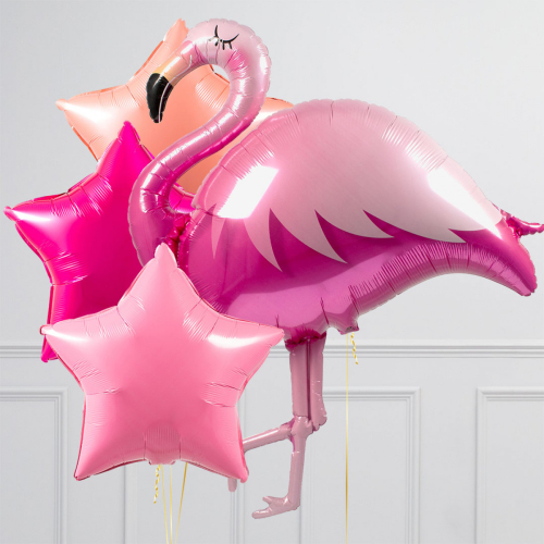 Hēlija balonu pušķis "Flamingo"