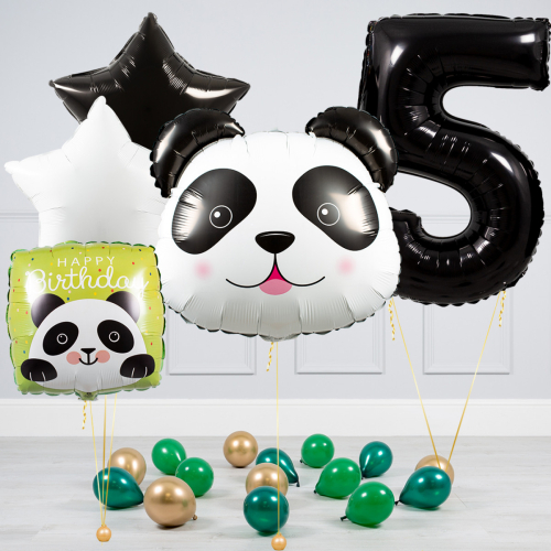 Hēlija balonu pušķis "Dzimšanas dienas Panda"