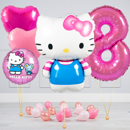 Hēlija balonu pušķis "Dzimšanas dienas Hello Kitty"