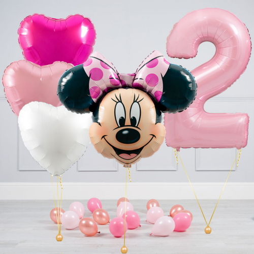 Hēlija balonu pušķis "Dzimšanas dienas Minnija"