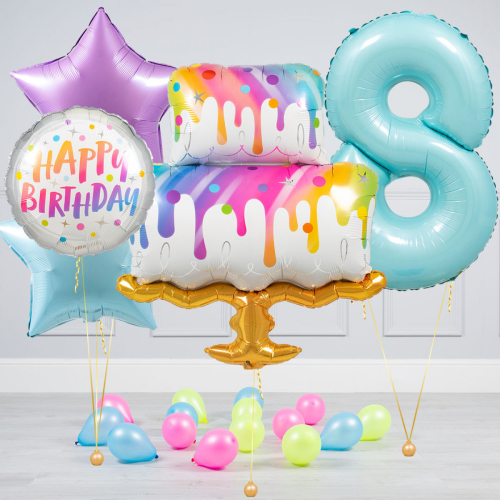 Hēlija balonu pušķis "Dzimšanas dienas Torte"
