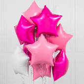 Упаковка из 14 розовых воздушных шаров в форме звёзд