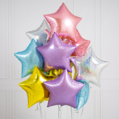 Упаковка из 14 разноцветных воздушных шаров в форме звёзд
