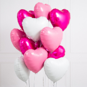 Упаковка из 14 розовых воздушных шаров в форме сердца