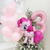 Rozā ponija balonu pušķis