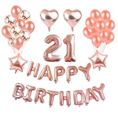 Dzimšans diena balonu komplekts rozā zelts 21 gadam