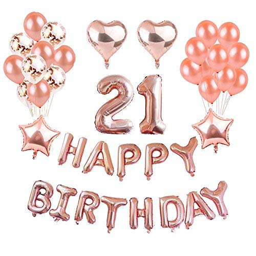 Набор на день рождения воздушный шар из розового золота на 21 год