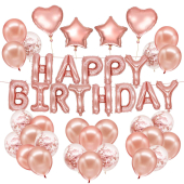 Dzimšans diena balonu komplekts rozā zelts - (copy)