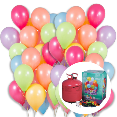 Одноразовый гелиевый балон с 50 латексными шариками