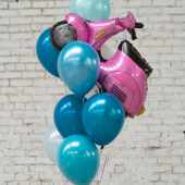 Композиция из воздушных шаров "Teal Pink Scooter"