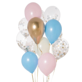 Iepakojums ar 14 mazuļa dzimuma atklāšanas konfeti baloniem