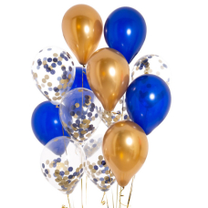 Iepakojums ar 14 pusnakts zilā konfeti baloniem