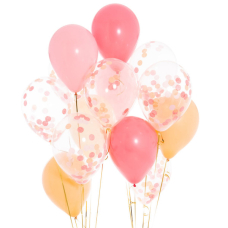 Iepakojums ar 14 persiku rozā konfeti baloniem