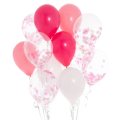 Iepakojums ar 14 Diezgan rozā konfeti baloniem