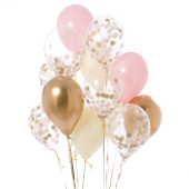 Iepakojums ar 14 maigi rozā konfeti baloniem
