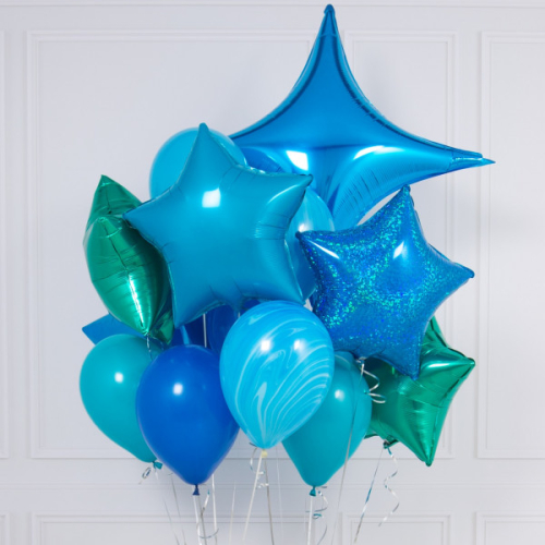 "Peacock Blue Crazy" Композиция из воздушных шаров
