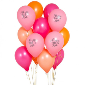Iepakojums ar 14 ballīšu baloniem All You Need is Love Flamingo Pink Party
