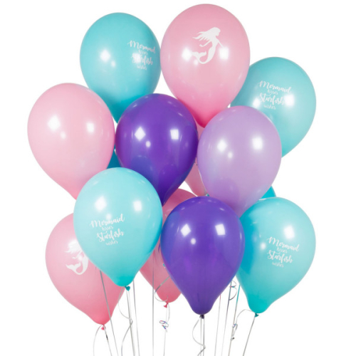 Iepakojumā 14 ballīšu baloni Mermaid Print Party