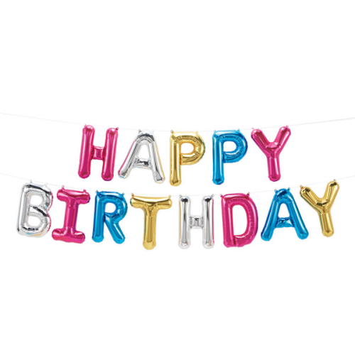 Multicoloured Balloon Letters Happy Birthday ФОЛЬГА ВОЗДУШНЫЙ БАННЕР 41 CM