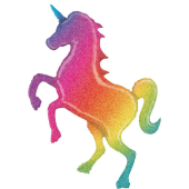 Glitter Rainbow Unicorn Holographic folijas balons 137 cm