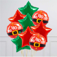 Hēlija balonu pušķis "HO HO HO"
