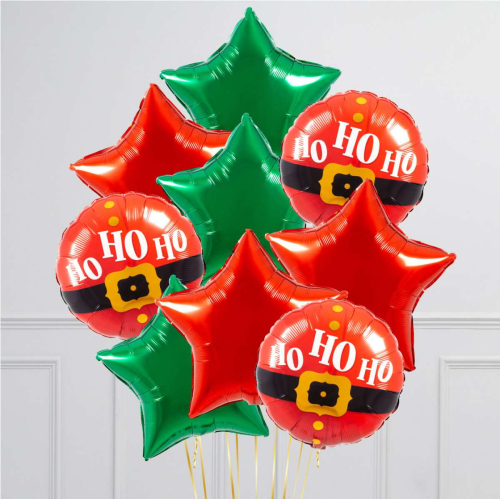 Hēlija balonu pušķis "HO HO HO"