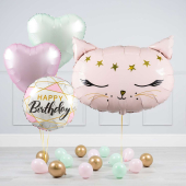Hēlija balonu pušķis "Pink cat" 