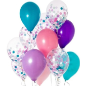 Iepakojums ar 14 nariņu ballītes konfeti baloniem