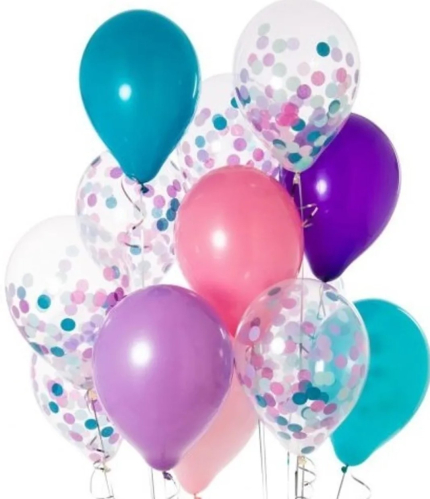 Iepakojums ar 14 nariņu ballītes konfeti baloniem