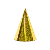 Hologrāfiskas ballīšu cepures, zelta, 16 cm (1 gab. / 6 gab.)