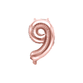Folija balona numurs &amp;quot;9&amp;quot;, 35 cm, rozā zelts