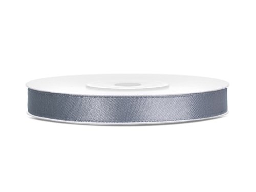 Satin Ribbon, grey, 6mm/25m Satin Ribbon, grey, 6mm/25m