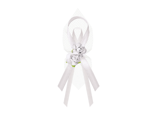 Lapel ribbons with roses, white (1 pkt / 6 pc.)
