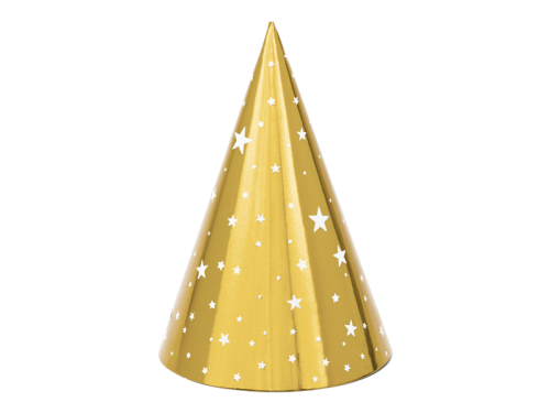 Svētku cepures Zvaigznes, zelta, 16 cm (1 gab. / 6 gab.)