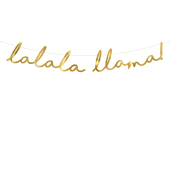 Lama Banner - Lalala Llama, zelts, 12,5x82cm