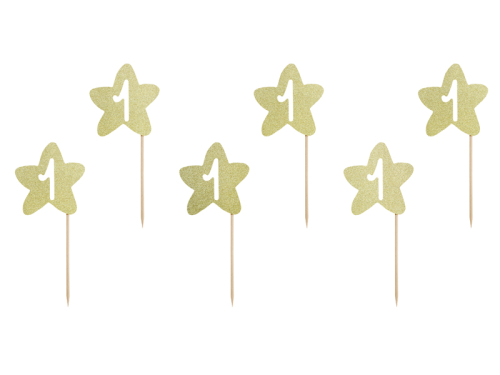 Cupcake toppers 1st Birthday, gold (1 pkt / 6 pc.) Cupcake toppers 1st Birthday, gold (1 pkt / 6 pc.)