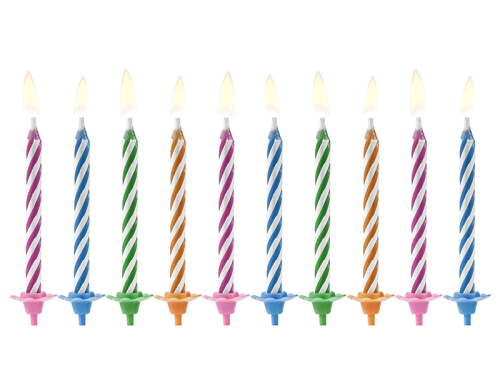 Dzimšanas dienas sveces Magic, mix, 6cm (1 pkt / 10 gab.)