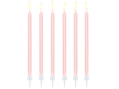 Свечи на день рождения простые, светло-розовые, 14см (1 шт. / 12 шт.)