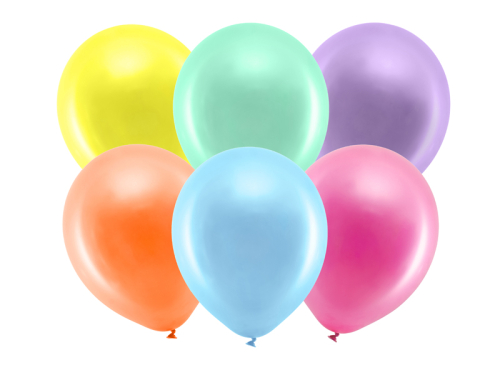 Varavīksnes baloni 30 cm metāliski, sajauc (1 gab. / 100 gab.)