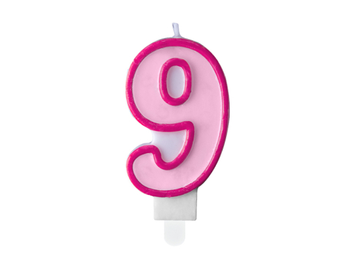 Свеча на день рождения Number 9, розовая, 7см