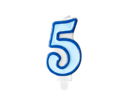 Birthday candle Number 5, blue, 7cm Birthday candle Number 5, blue, 7cm