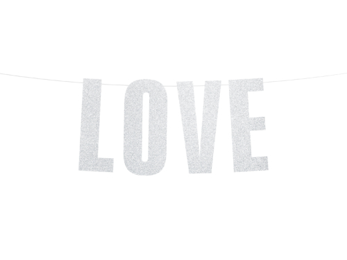 Banner Love, sudrabs, 21x55cm Banner Love, sudrabs, 21x55cm