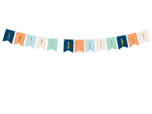 Banner Happy Birthday, mix, 11.5 x 140 cm