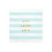 Yummy salvetes - Live Laugh Love, gaiši zils, 33x33cm (1 gab. / 20 gab.)