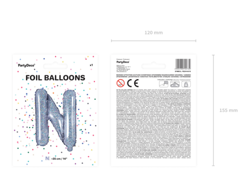 Folija balona burts &quot;N&quot;, 35 cm, hologrāfisks