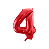 Folijas balonu numurs '' 4 '', 86cm, sarkans